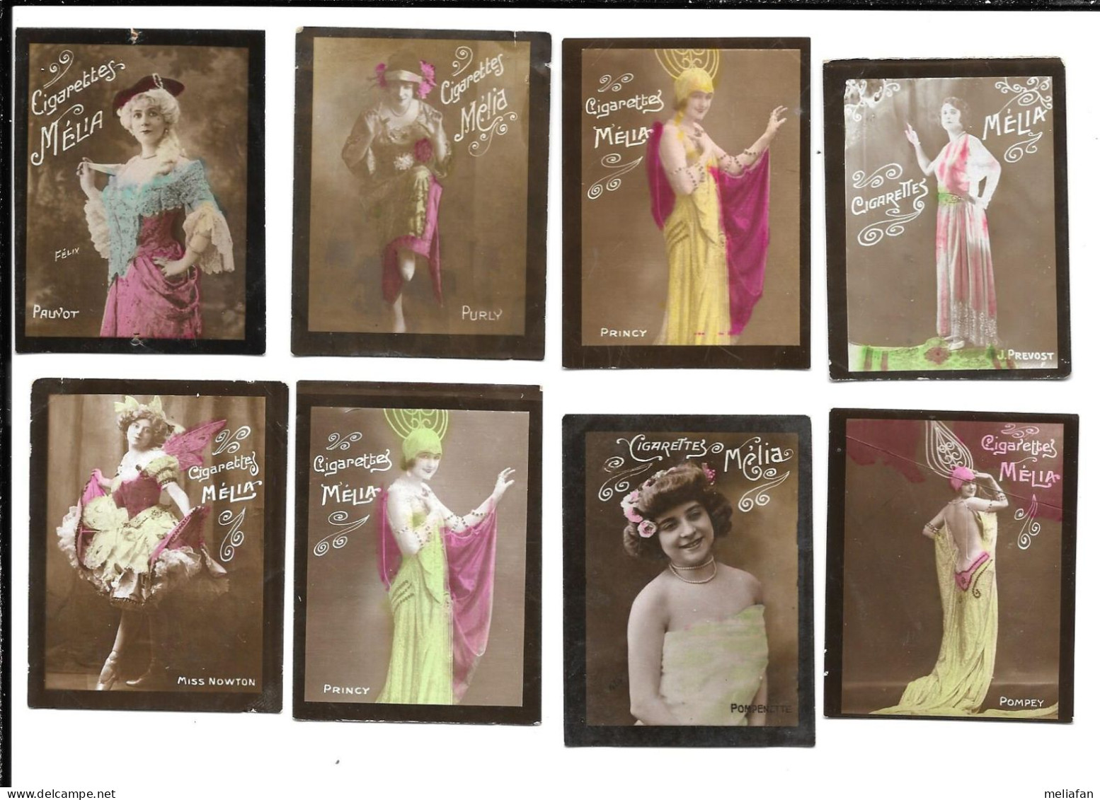 1247A - CARTES CIGARETTES MELIA DOS VIERGE - PAUVOT - PREVOST - PURLY - PAUTOT - MISS NOWTON- POMPEY - PRINCY - Melia