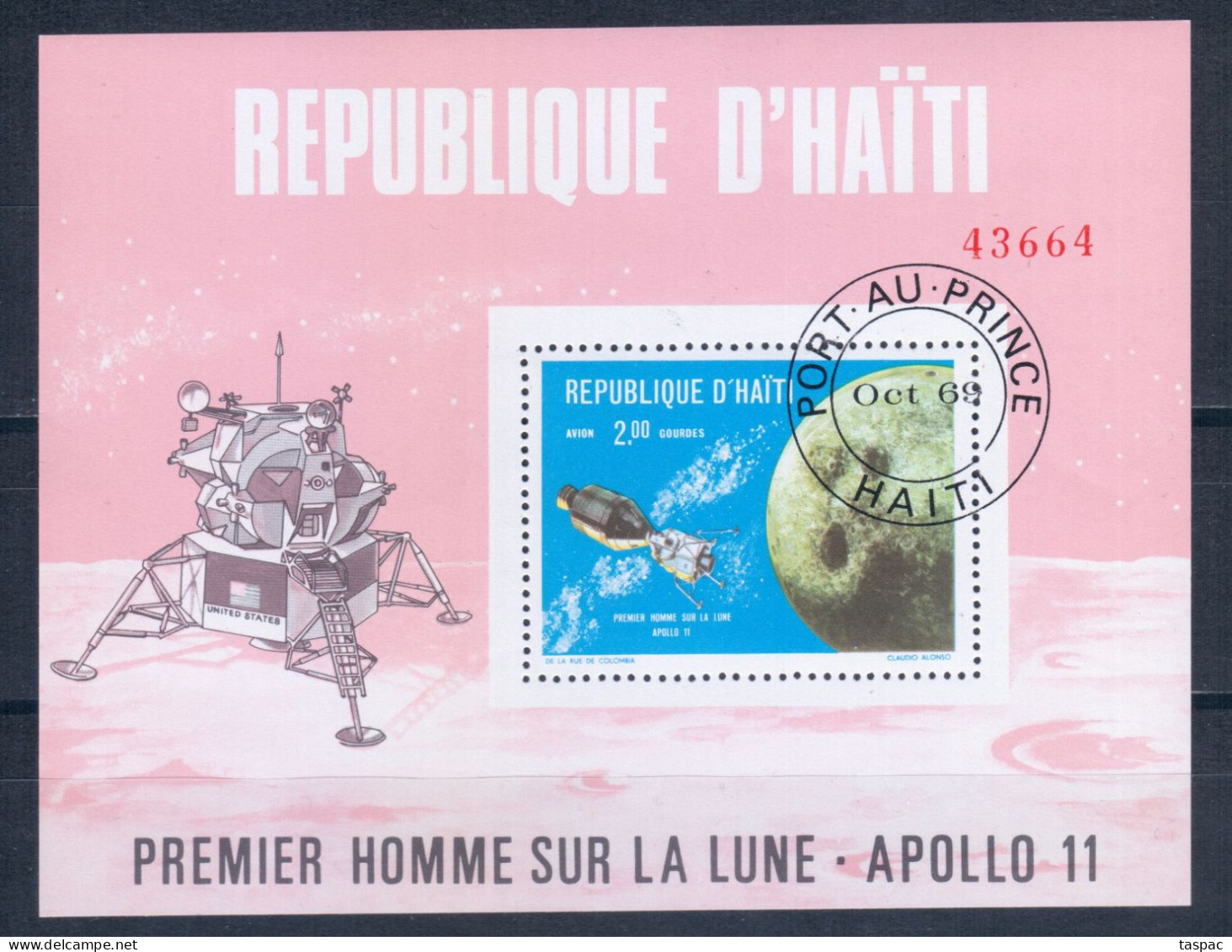 Haiti 1969 Mi# Block 40 Used - Apollo 11 / Space - Noord-Amerika