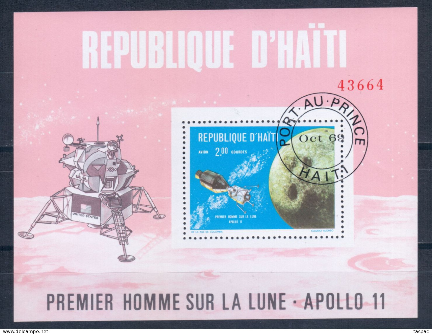 Haiti 1969 Mi# Block 40 Used - Apollo 11 / Space - Amérique Du Nord