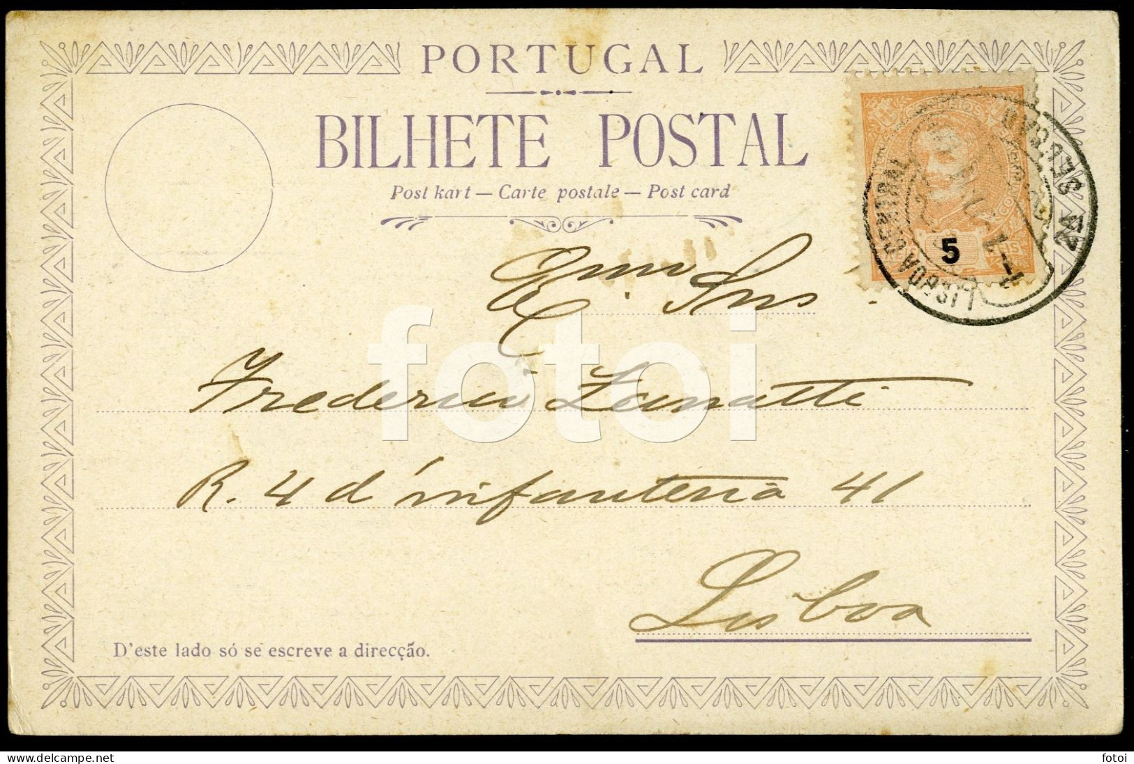 1904 POSTCARD LUCIANO CORDEIRO SOCIEDADE GEOGRAFIA LISBOA PORTUGAL CARTE POSTALE STAMPED TIMBRE - Lisboa