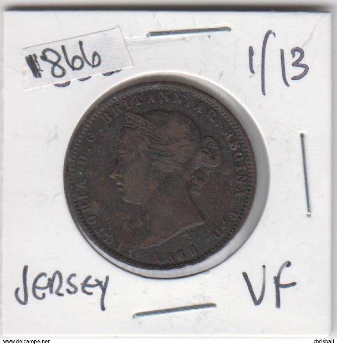 Jersey 1866 Coin Queen Victoria Thirteenth Of A Shilling Condition Very Fine - Jersey