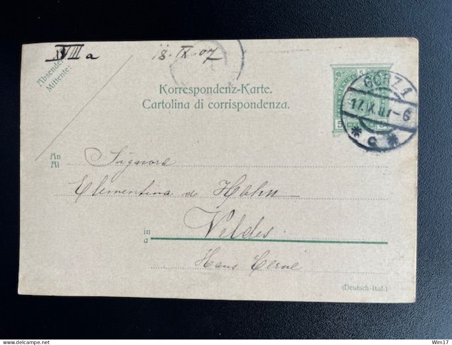 AUSTRIA 1907 POSTCARD GORZ GORIZIA 17-09-1907 OOSTENRIJK OSTERREICH - Briefkaarten