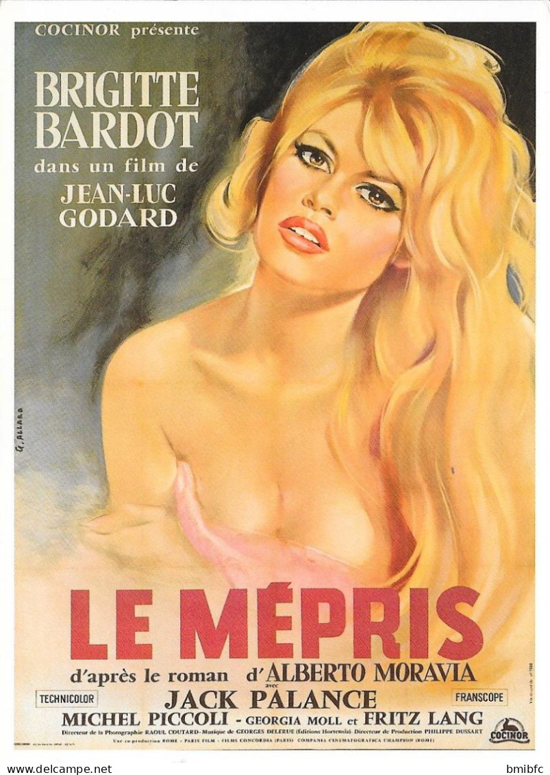 BRIGITTE BARDOT Dans Un Film De JEAN-LUC GODARD - LE MÉPRIS - Affiches Sur Carte