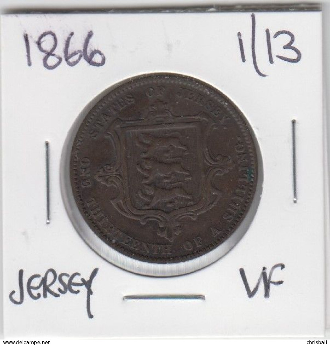 Jersey 1866 Coin Queen Victoria Thirteenth Of A Shilling Condition Very Fine - Jersey