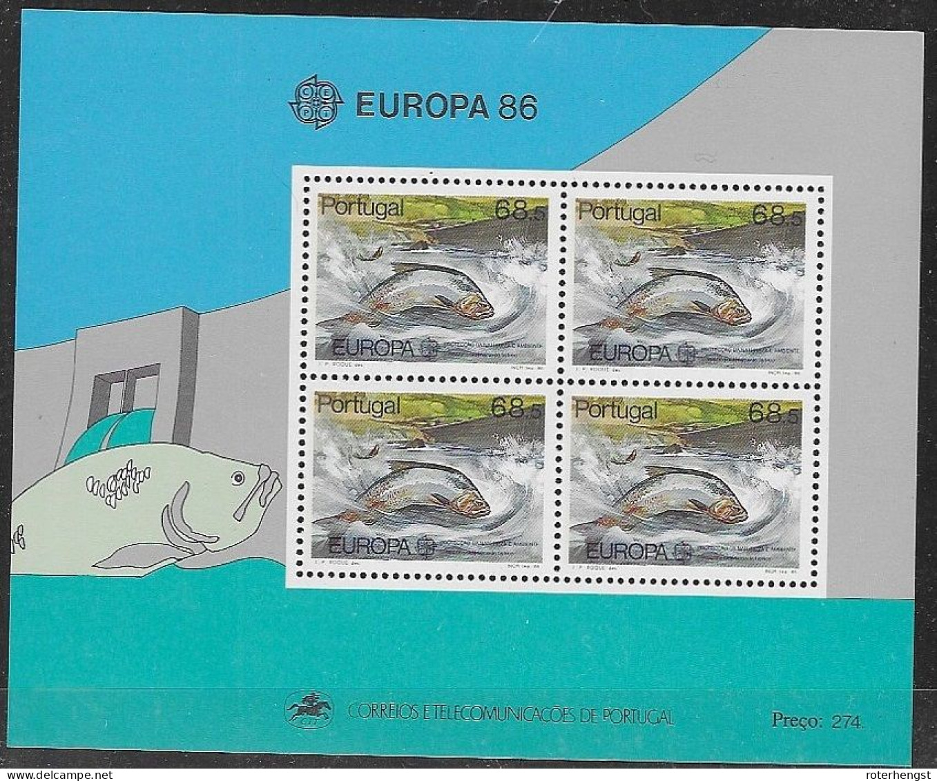 Portugal Mnh ** Cept Europa Sheet 1986 Fish 22 Euros - Blokken & Velletjes