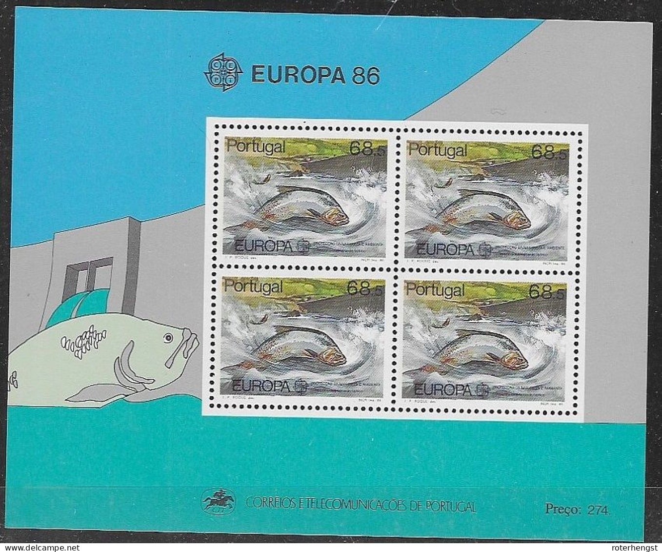Portugal Mnh ** Cept Europa Sheet 1986 Fish 22 Euros - Blocs-feuillets