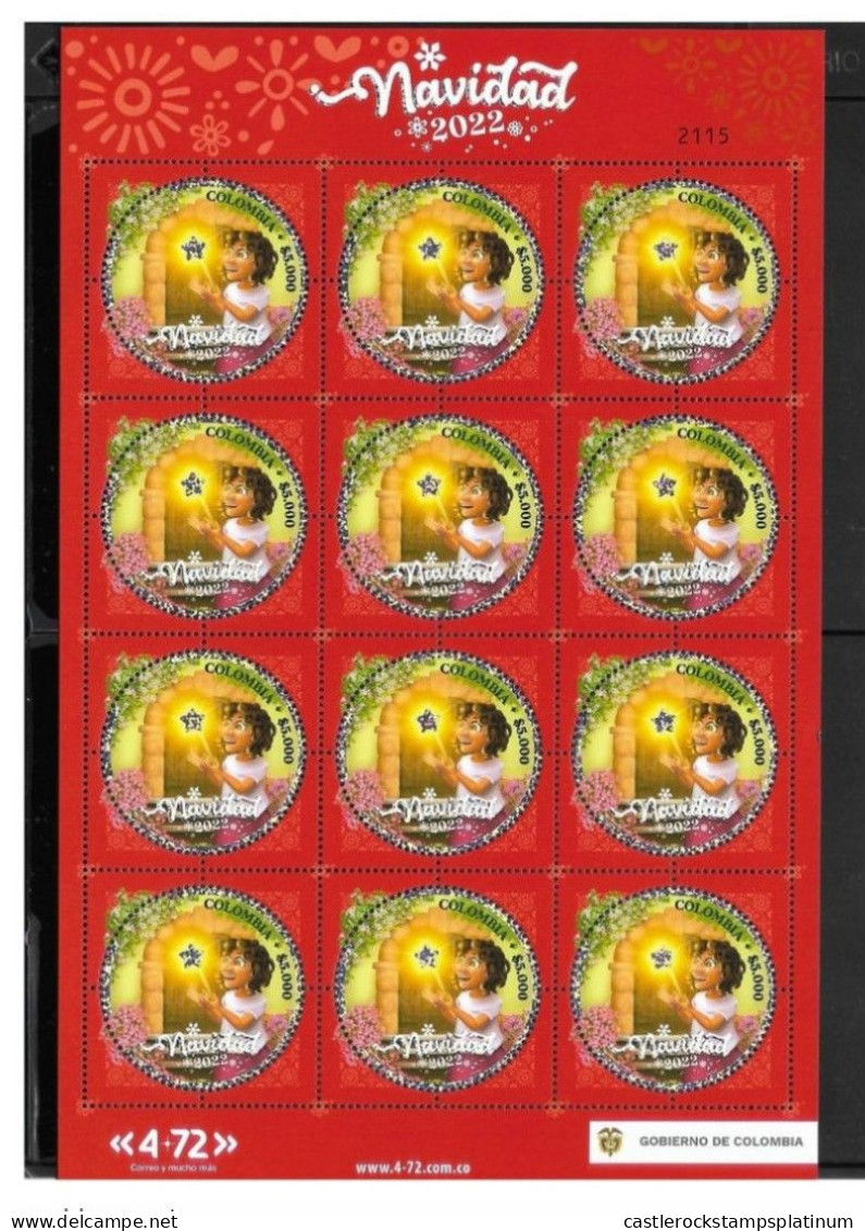 O) 2022 COLOMBIA, ODD SHAPE, CHRISTMAS, THE JOY THE POWER OF CHRISTMAS, SHEET MNH - Colombia