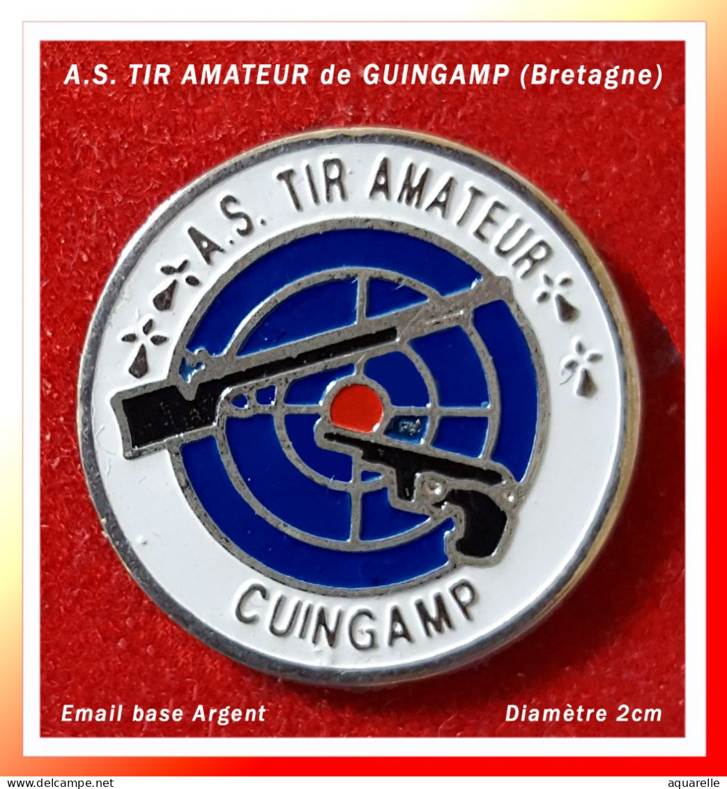 SUPER PIN'S "AS TIR AMATEUR GIMGANP" Bleu Et Or En émail Base Or - Autres & Non Classés