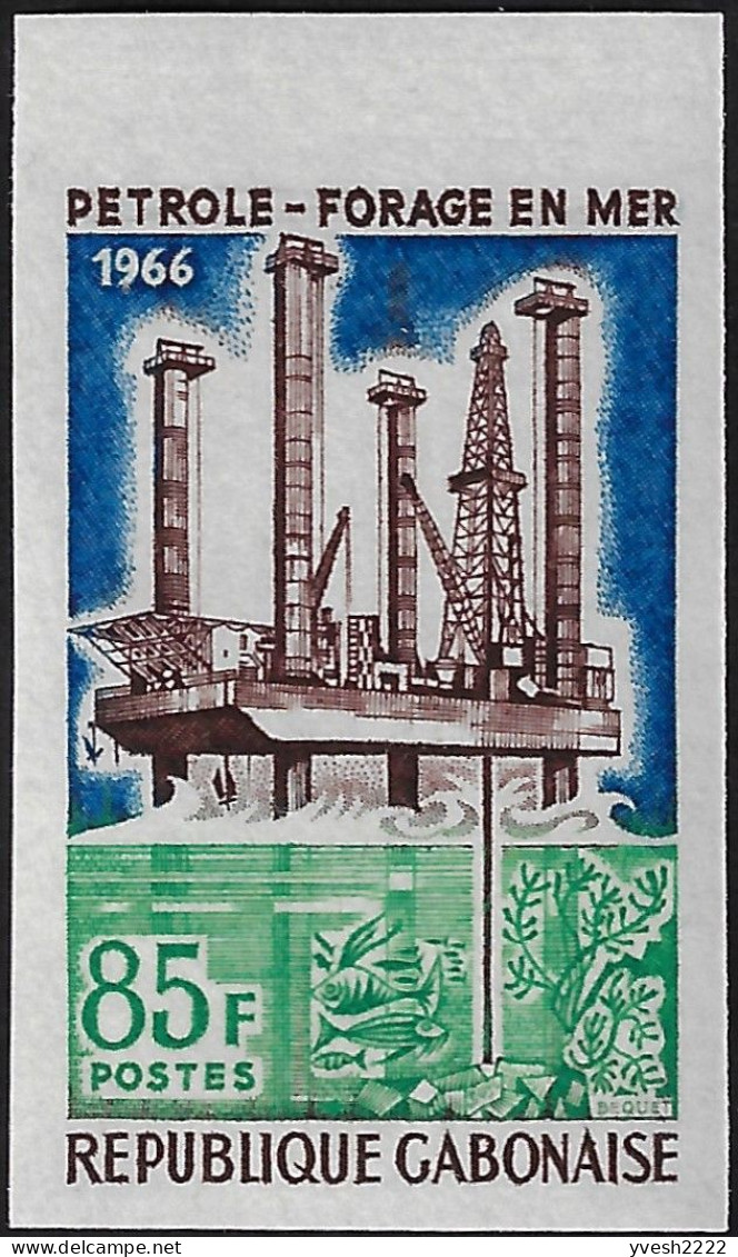 Gabon 1966 Y&T 197, Feuillet De Luxe. Pétrole, Forage En Mer - Pétrole