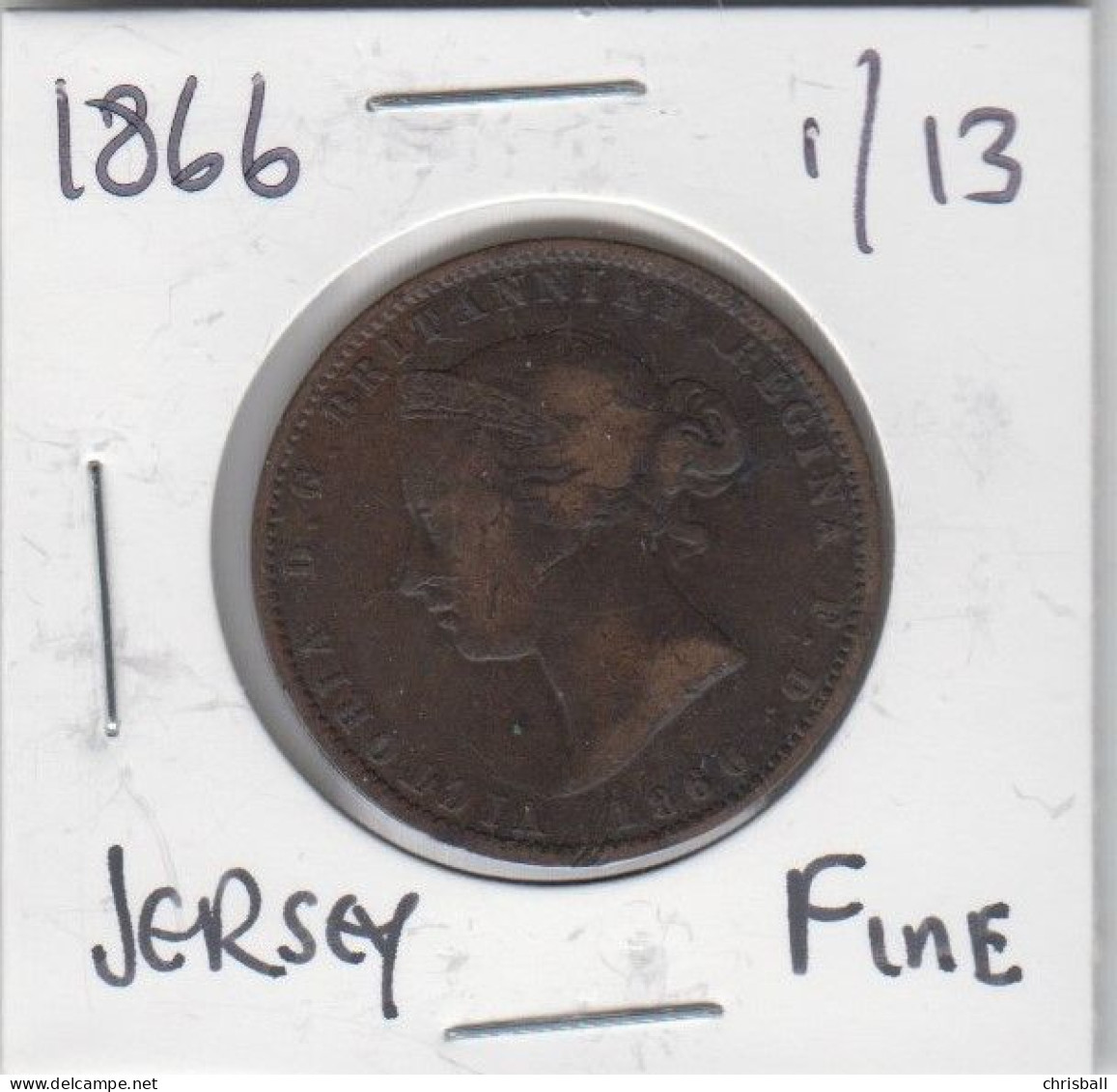 Jersey 1866 Coin Queen Victoria Thirteenth Of A Shilling Condition Fine - Jersey