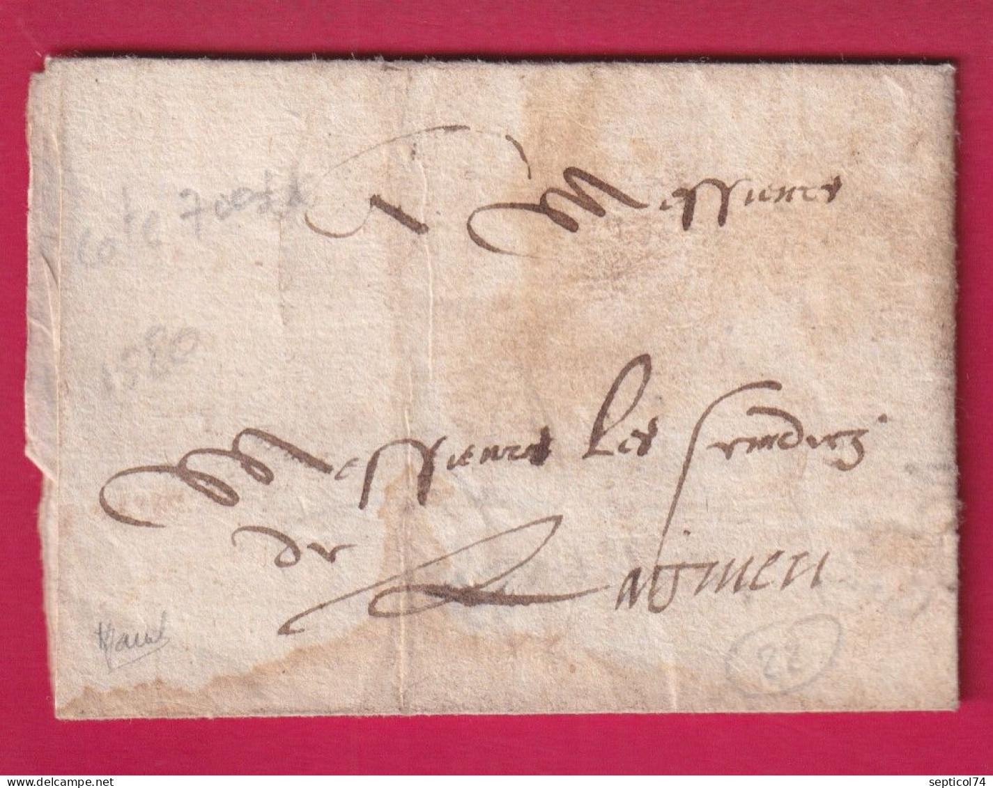 LETTRE DE 1580 DE BOURG ST ANDEOL ARDECHE POUR NIMES GARD OU PEUT ETRE BOURG EN BRESSE AIN INDICE 22 LETTRE - ....-1700: Voorlopers