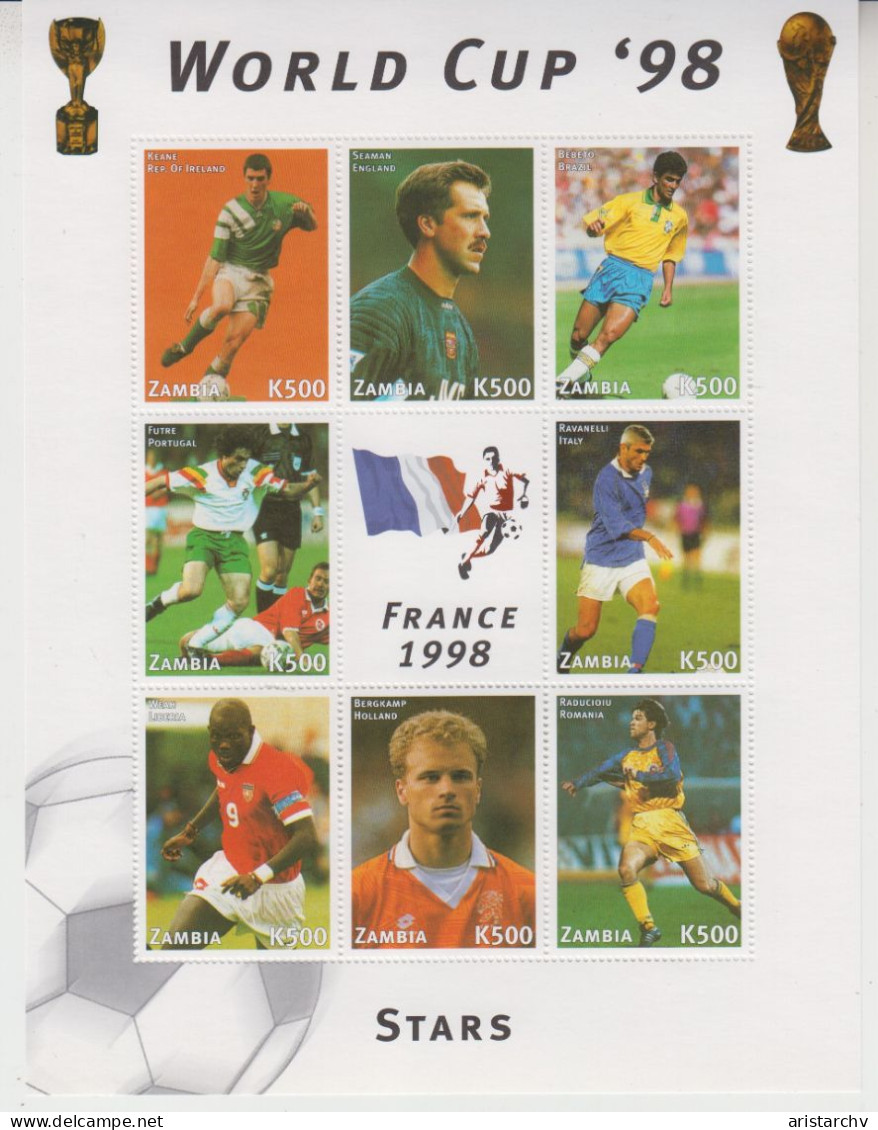 ZAMBIA 1998 FOOTBALL WORLD CUP 3 SHEETLETS AND 3 S/SHEETS - 1998 – Frankrijk