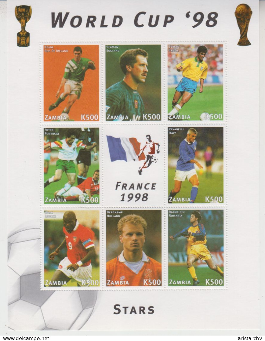 ZAMBIA 1998 FOOTBALL WORLD CUP 3 SHEETLETS AND 3 S/SHEETS - 1998 – France