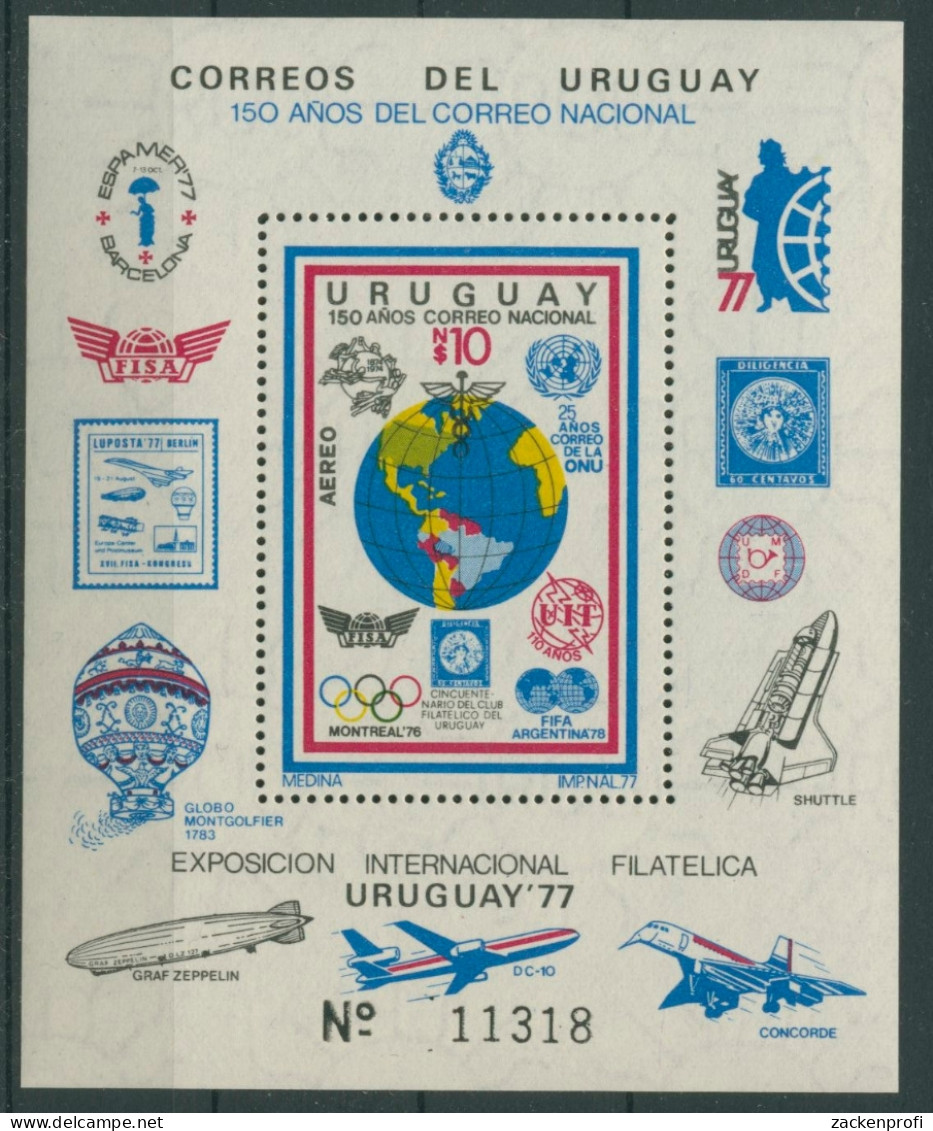 Uruguay 1977 UREXPO UPU Olympia Fußball Block 35 Postfrisch (C22534) - Uruguay