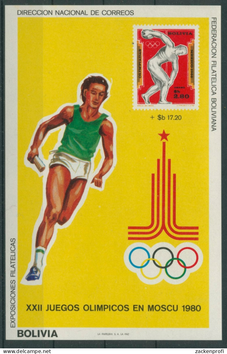 Bolivien 1980 Olympische Sommerspiele Moskau Block 93 Postfrisch (C22852) - Bolivien