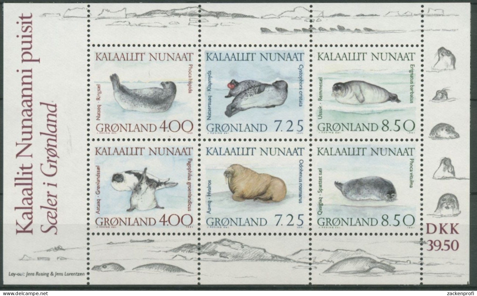 Grönland 1991 Tiere Robben Block 3 Postfrisch (C13820) - Blocks & Kleinbögen