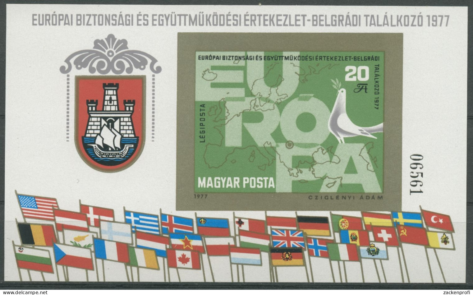 Ungarn 1977 KSZE Belgrad Karte Europas Block 126 B Postfr. Geschnitten (C92535) - Blocs-feuillets