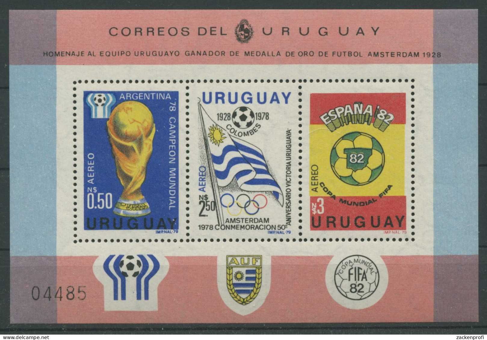 Uruguay 1979 Fußballweltmeisterschaften Block 44 Postfrisch (C22542) - Uruguay