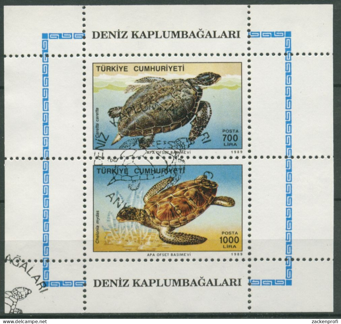 Türkei 1989 Meeresschildkröten Block 28 Gestempelt (C6722) - Blocs-feuillets