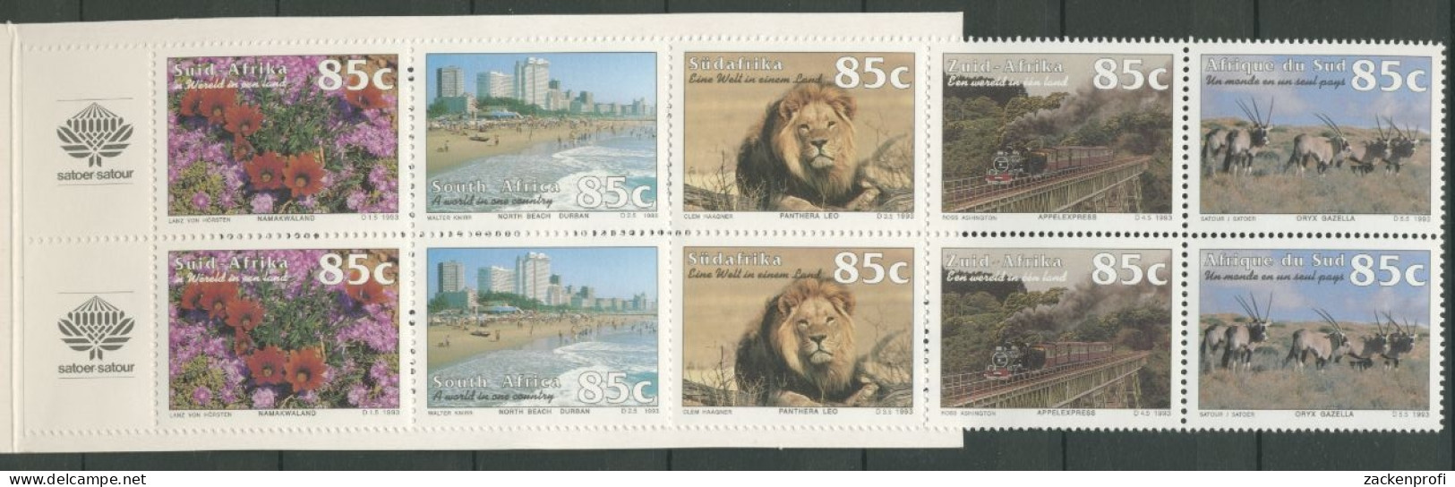 Südafrika 1993 Tourismus Blumen Antilopen Löwe 912/16 MH 4 Postfrisch (C27693) - Postzegelboekjes