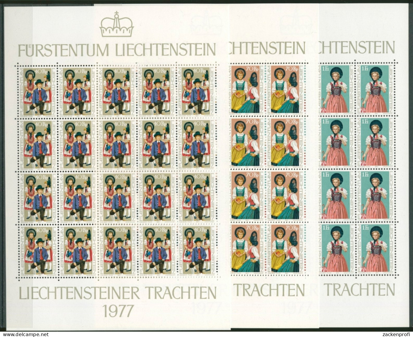 Liechtenstein 1977 Trachten Bogensatz 684/86 Postfrisch (C16268) - Blocchi & Fogli