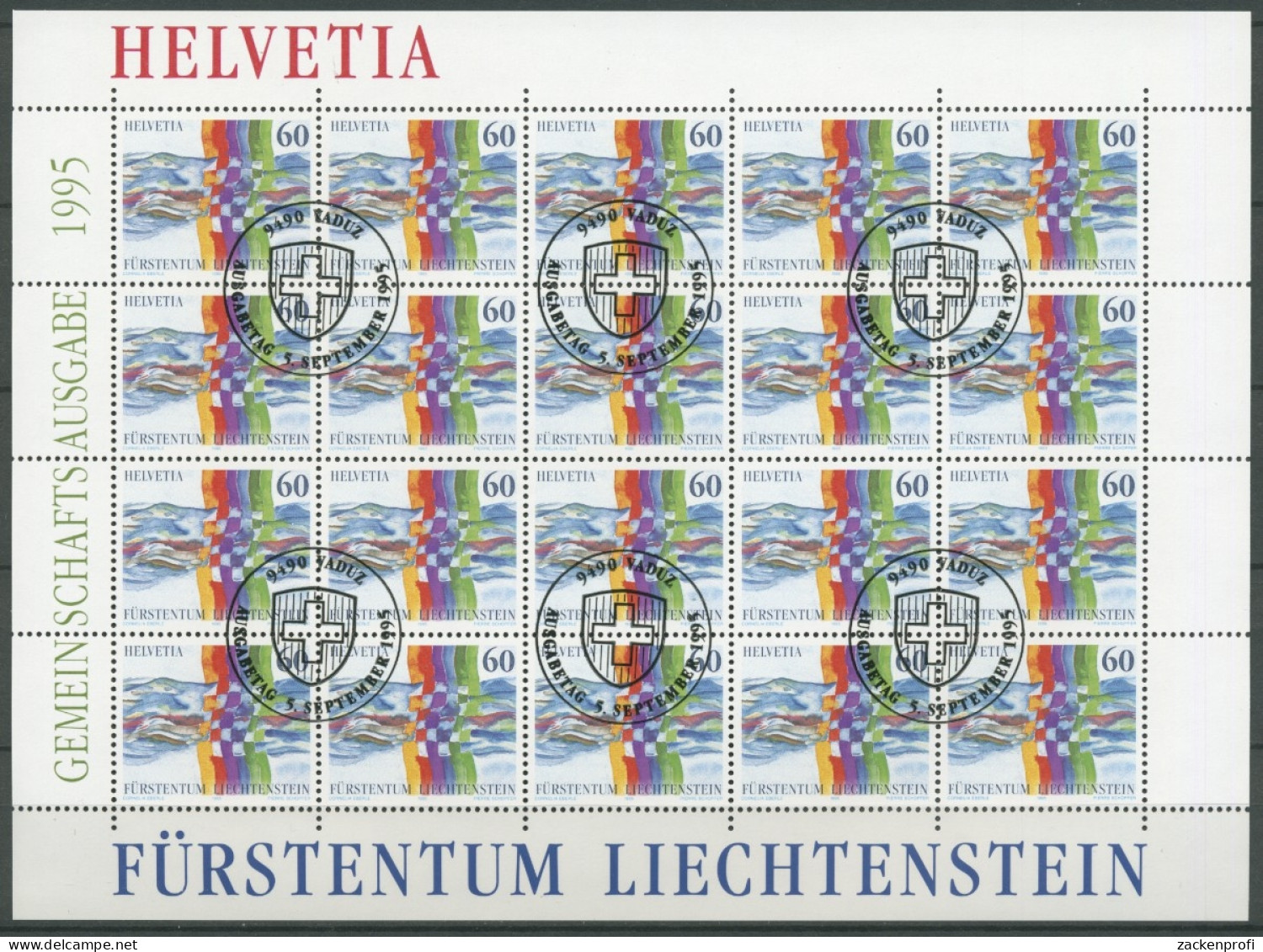 Liechtenstein 1995 Liecht.-Schweiz.-Nachbarschaft 1115 Bogen Gestempelt (C16274) - Blocs & Feuillets