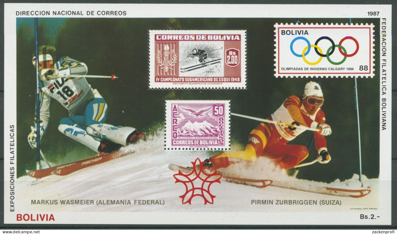 Bolivien 1987 Olympische Winterspiele Calgary Block 167 Postfrisch (C27848) - Bolivia