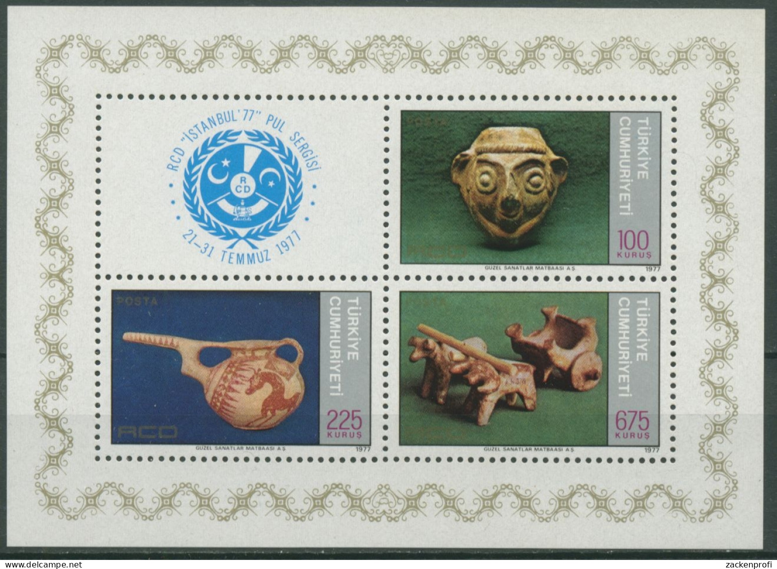 Türkei 1977 ISTANBUL '77: Terracotta-Kunst Block 17 Postfrisch (C6703) - Blocks & Sheetlets