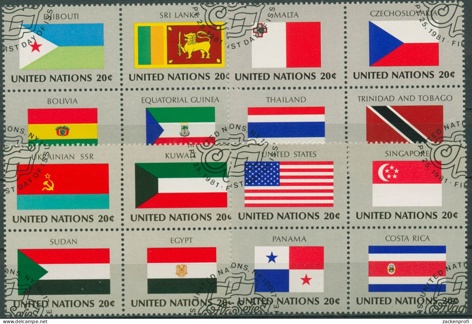 UNO New York 1981 Flaggen Der Mitgliedsstaaten 373/88 ZD Gestempelt - Usados