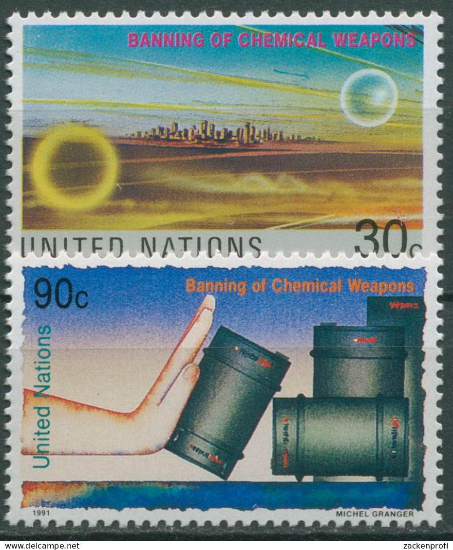 UNO New York 1991 Verbot Von Chemischen Waffen 617/18 Postfrisch - Unused Stamps