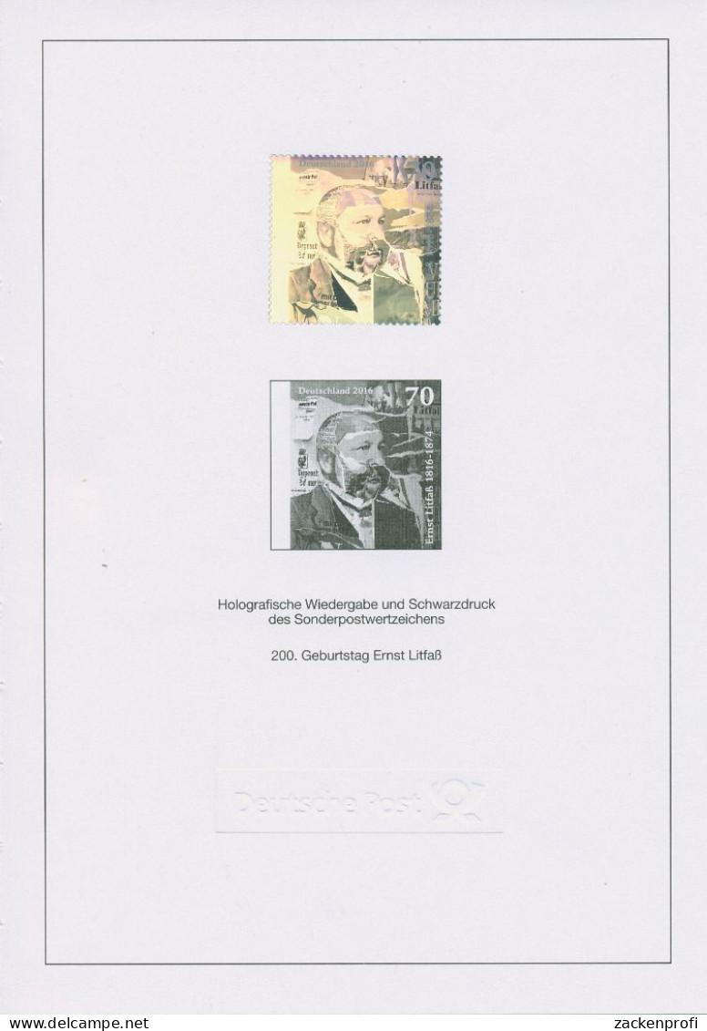 Bund 2016 Ernst Litfaß Schwarzdruck/Hologramm SD 39 A. Jahrbuch (G80272) - Briefe U. Dokumente