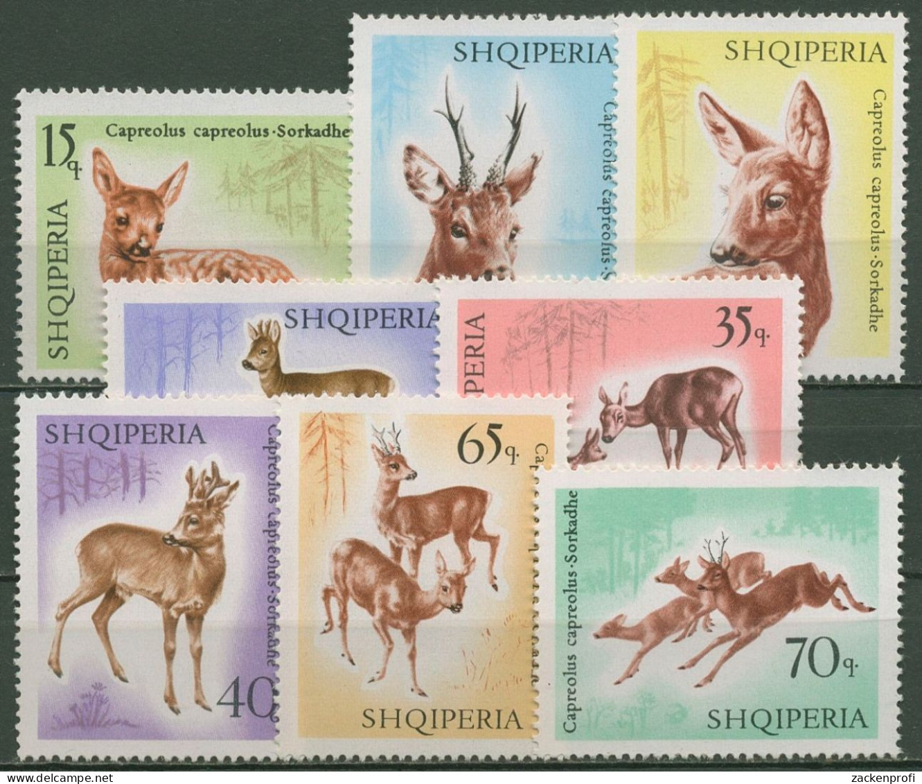 Albanien 1967 Tiere Wildtiere Rehwild 1169/76 Postfrisch - Albania