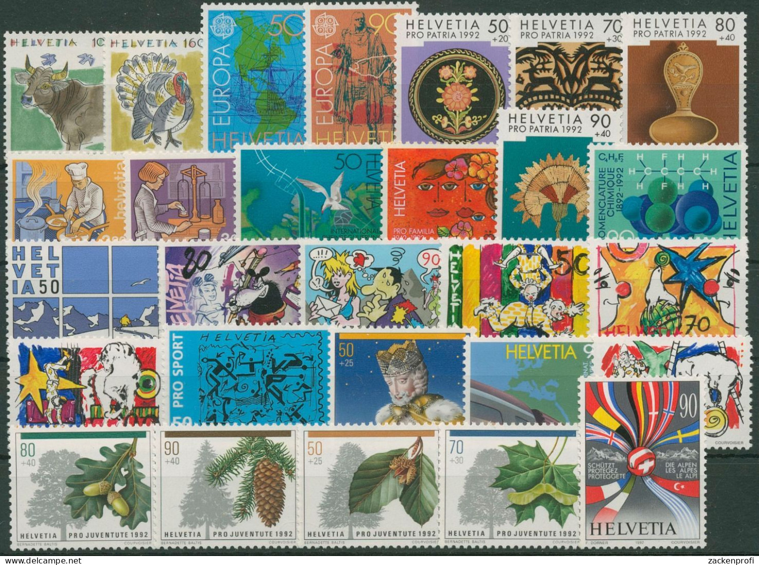 Schweiz 1992 Jahrgang Komplett (1461/88) Postfrisch (G60018) - Unused Stamps