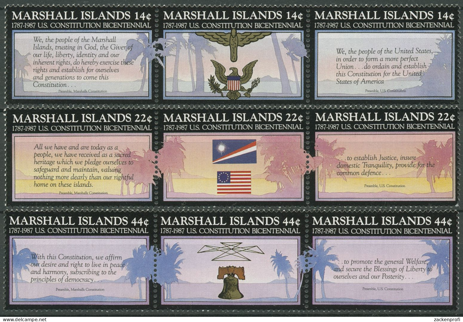 Marshall-Inseln 1987 200 Jahre Verfassung Der USA 125/33 ZD Postfrisch (C40609) - Islas Marshall