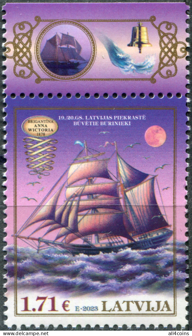 Latvia 2023. Brigantine Anna Victoria, 1878 (MNH OG) Stamp - Lettonie