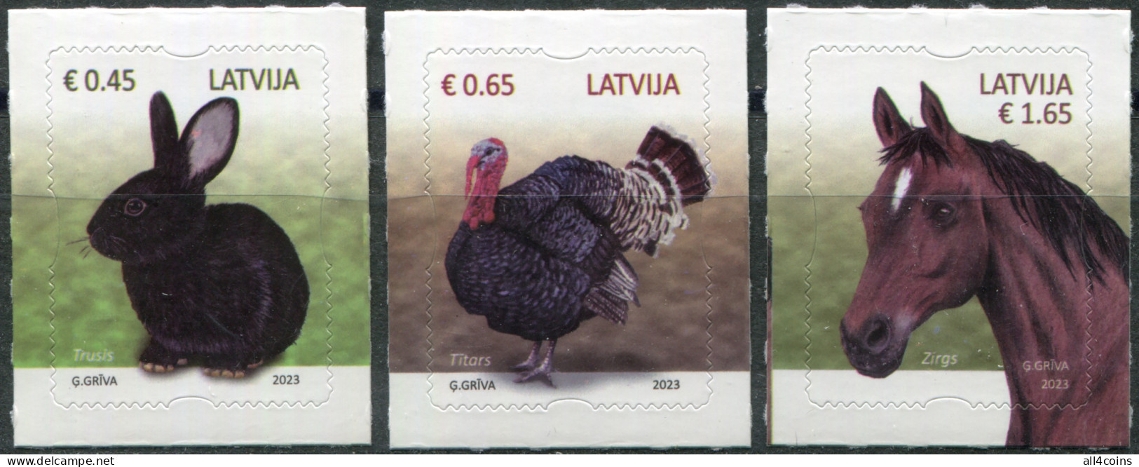Latvia 2023. Domestic Animals (MNH OG) Set Of 3 Stamps - Lettonie