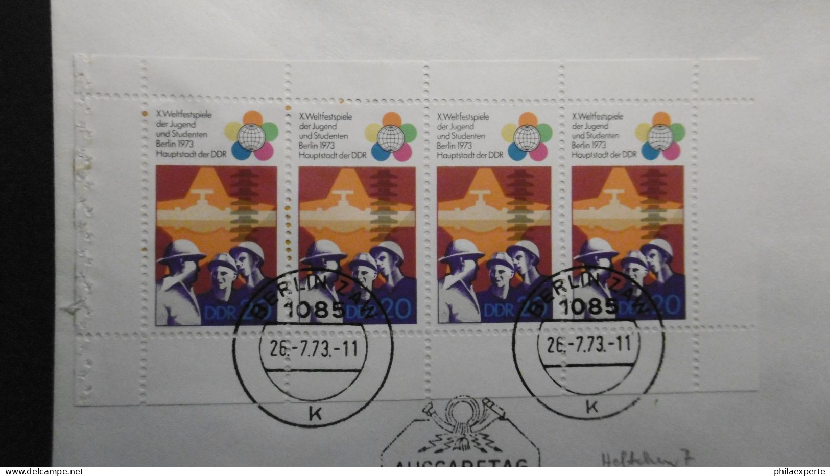 DDR Mi. H Blatt 17 FDC (16x11,5 Cm) 26.7.1973 Berlin-Bleistiftnotitz Mi. 120-€ - 1971-1980