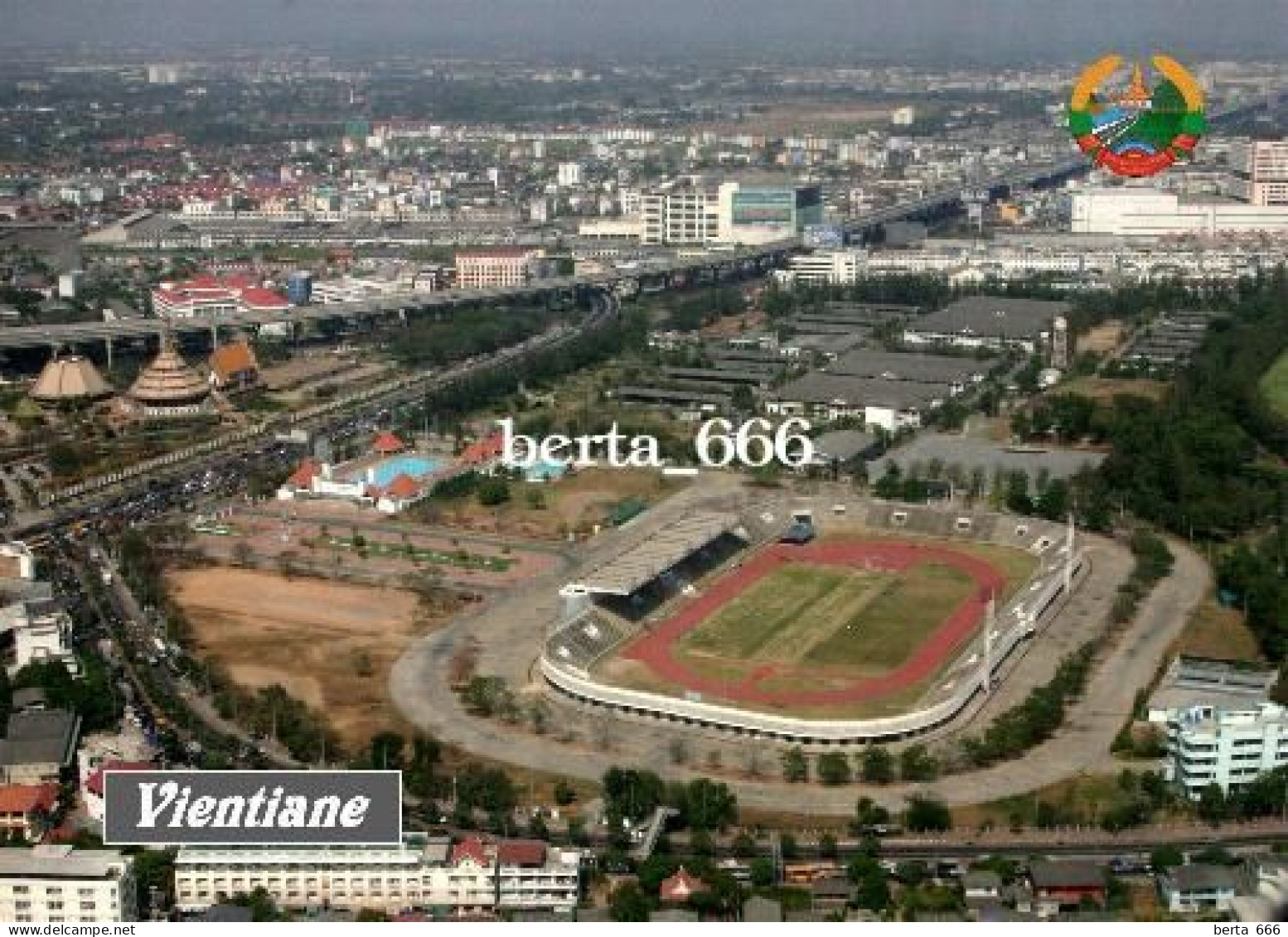 Laos Vientiane Aerial View Stadium New Postcard - Laos