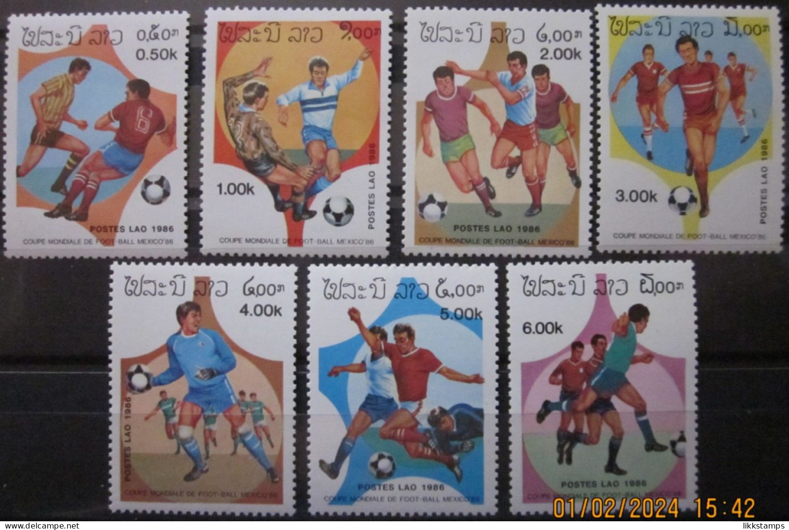 LAOS ~ 1986 ~ S.G. NUMBERS 868 - 874, ~ FOOTBALL. ~ MNH #03431 - Laos