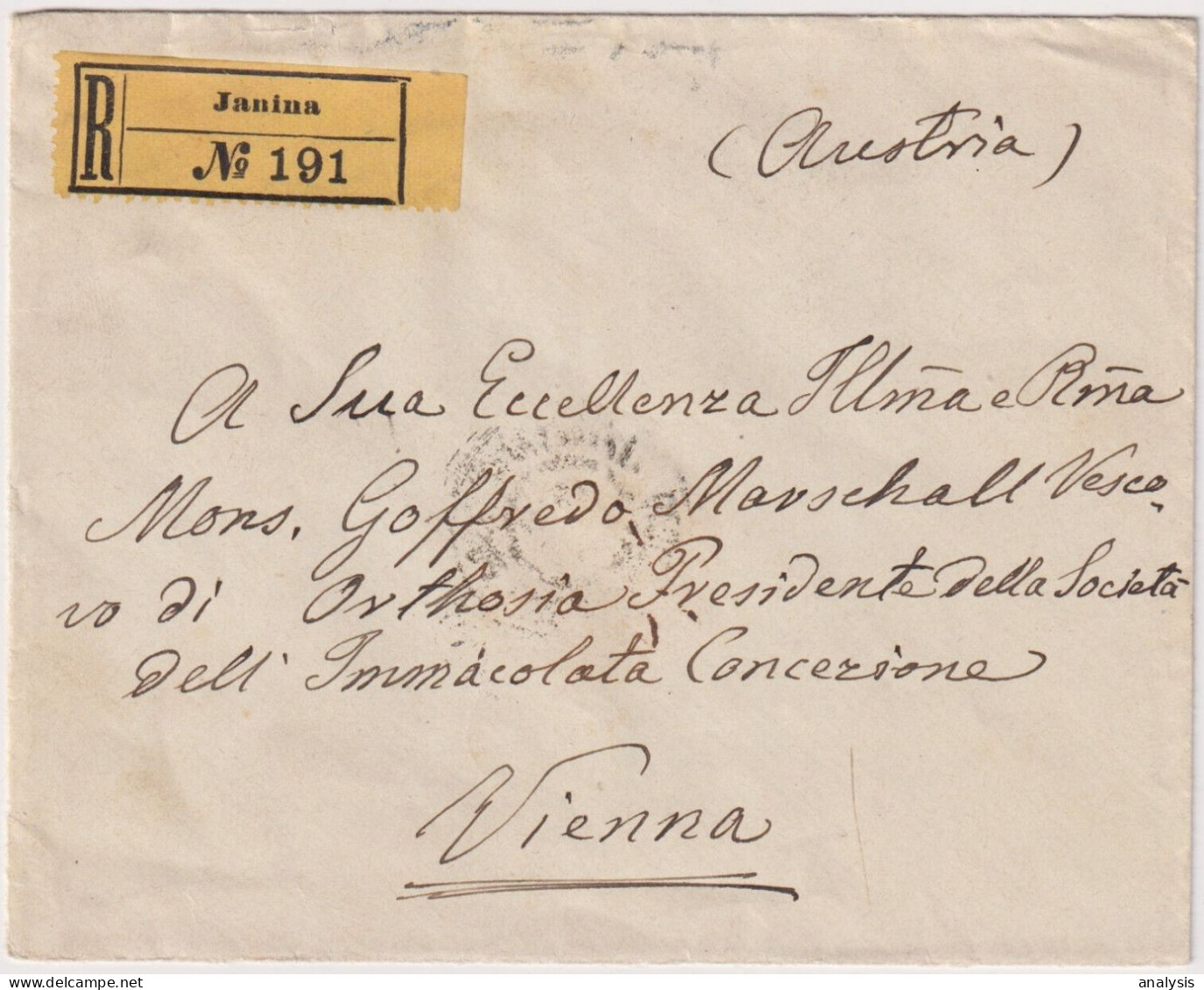 Greece Ioannina Janina Austrian Levant Registered Cover Mailed To Austria 1904 - Ioannina