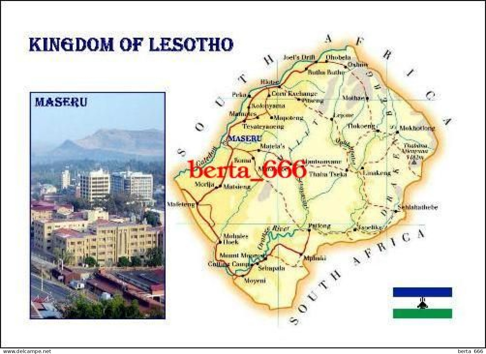 Lesotho Country Map New Postcard * Carte Geographique * Landkarte - Lesotho