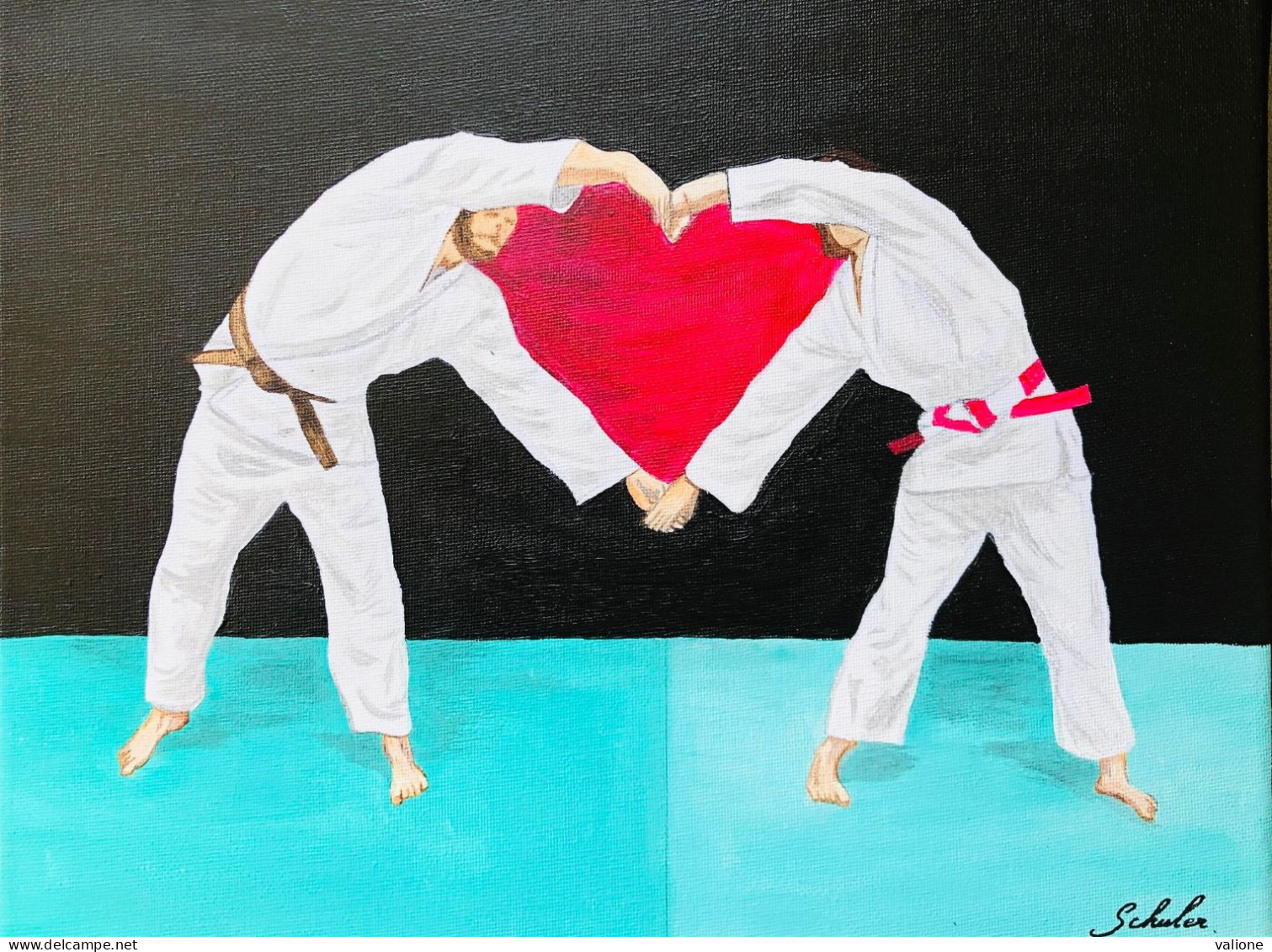 Peinture Acrylique Sur Toile Thème Judo, Arts Martiaux, Sports De Combat - Arti Martiali