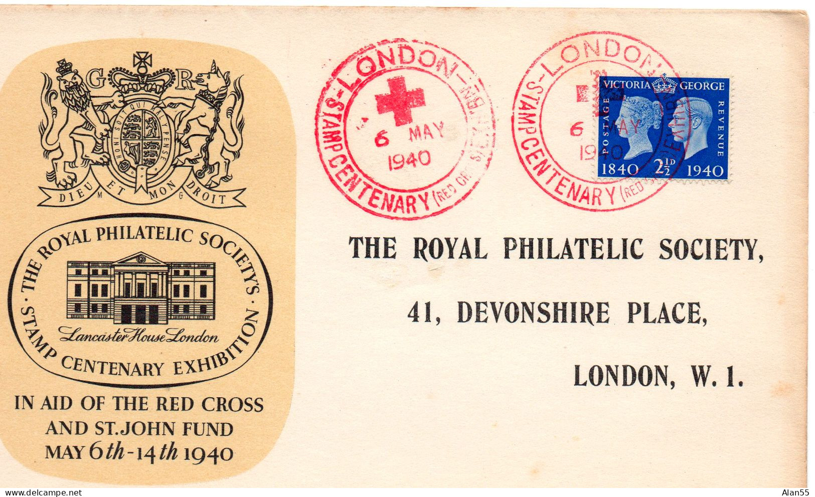 GRANDE-BRETAGNE.1940.  "STAMP CENTENARY RED CROSS". (CROIX-ROUGE). FDC (OFFICIEL). - Covers & Documents