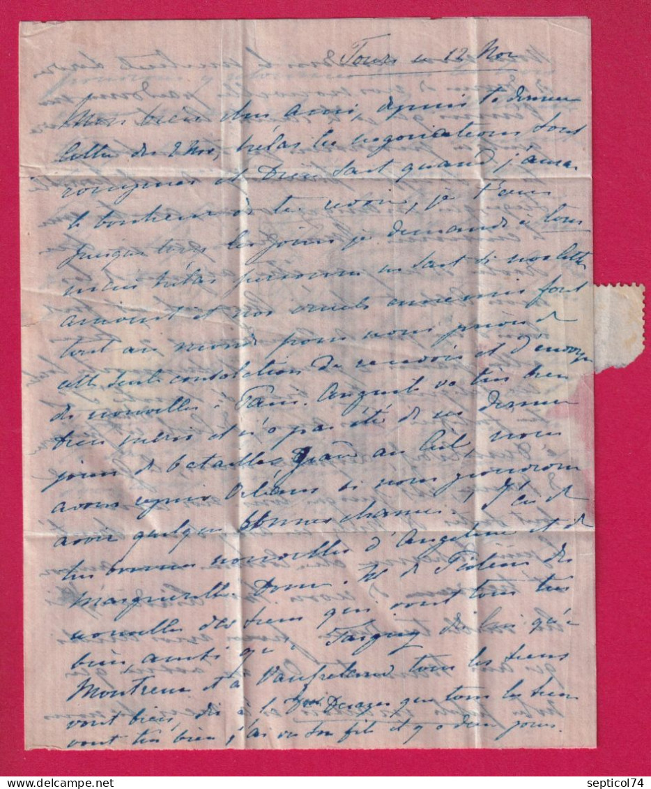 GUERRE 1870 TAXE 30 ANNULE PAR PP TIMBRE AU DOS DEPART TOURS INDRE ET LOIRE 12 NON 1870 POUR PARIS MIGNONETTE LETTRE - Krieg 1870