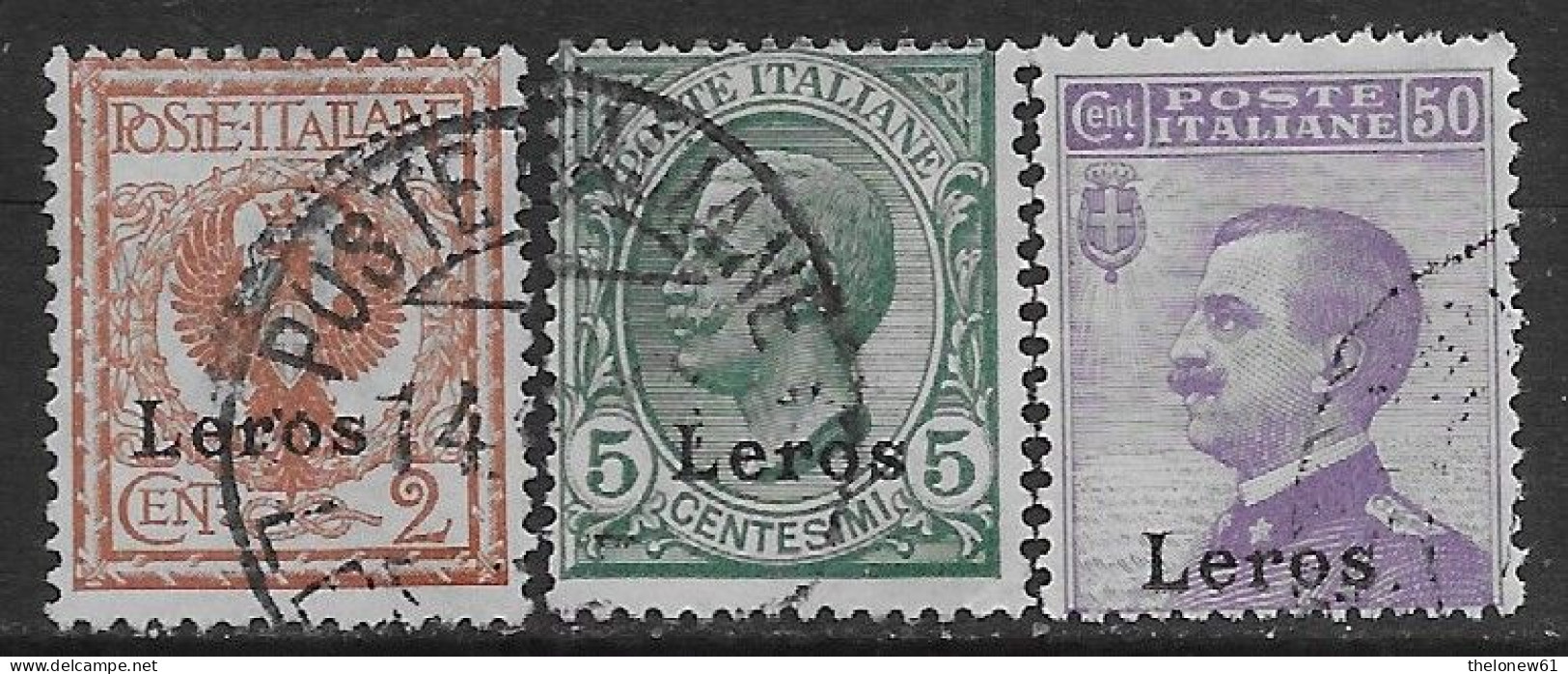 Italia Italy 1912 Colonie Egeo Lero Effigie 3val Sa N.1-2,7 US - Egée (Lero)