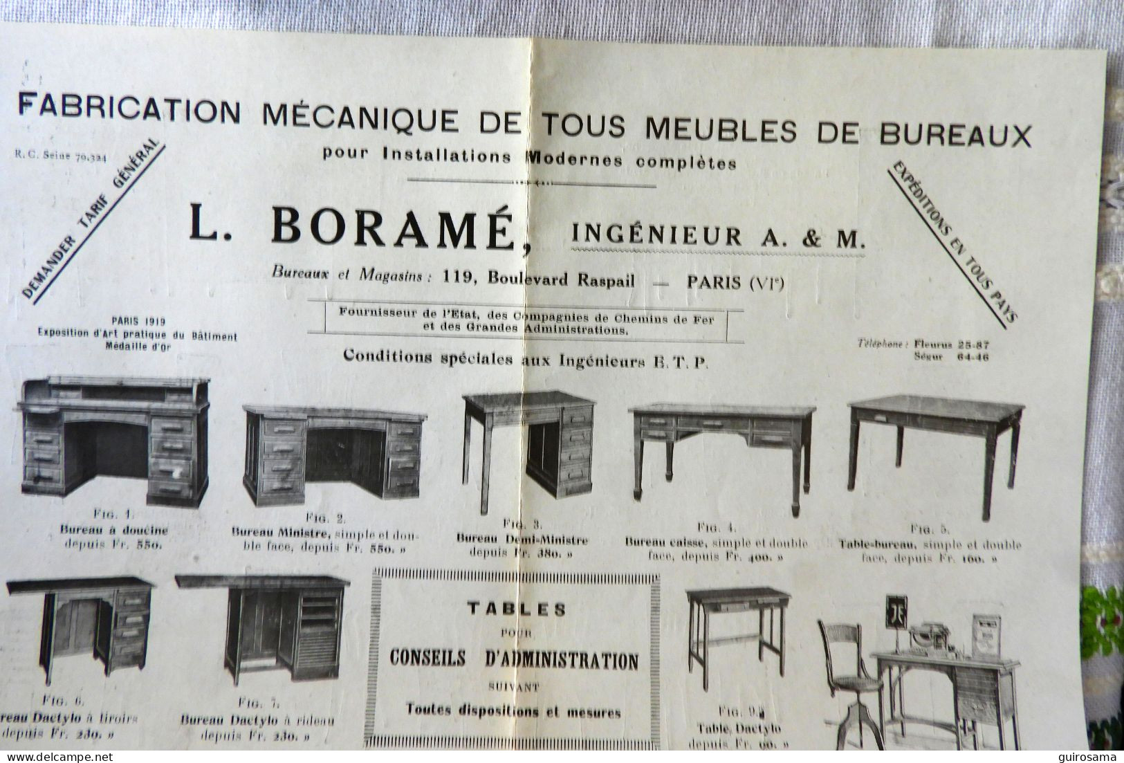 Fabrication Mécanique De Meubles De Bureaux L. Boramé - 1924 - Artigianato