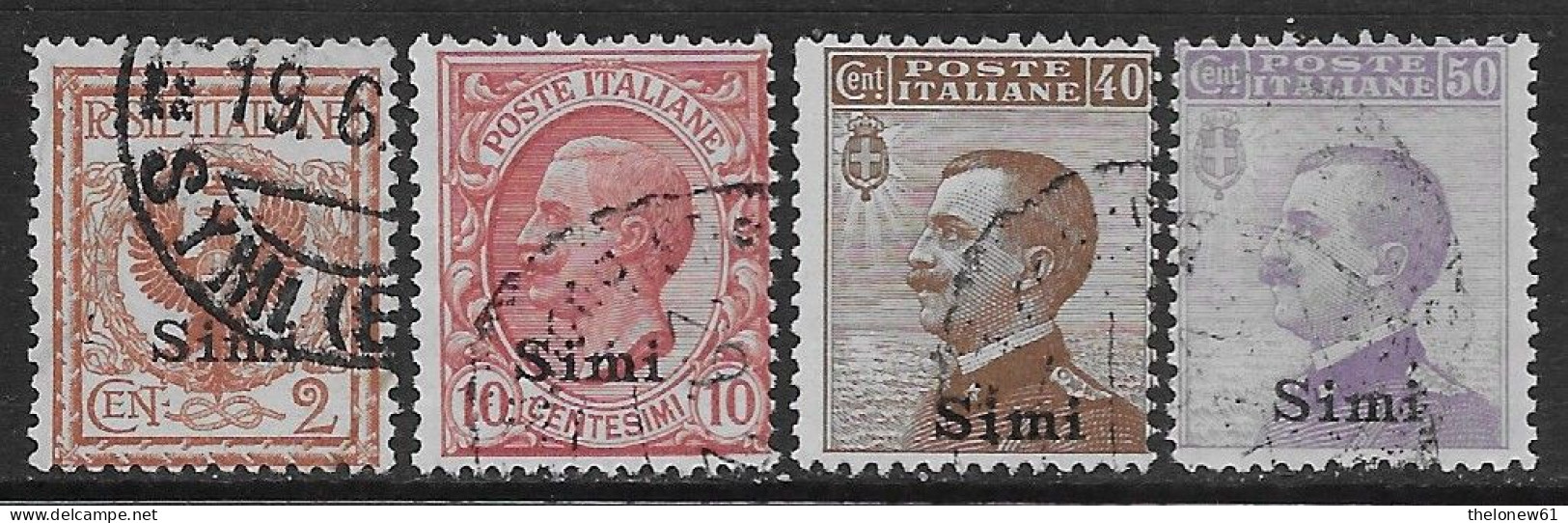 Italia Italy 1912 Colonie Egeo Simi Effigie 4val Sa N.1,3,6-7 US - Egée (Simi)
