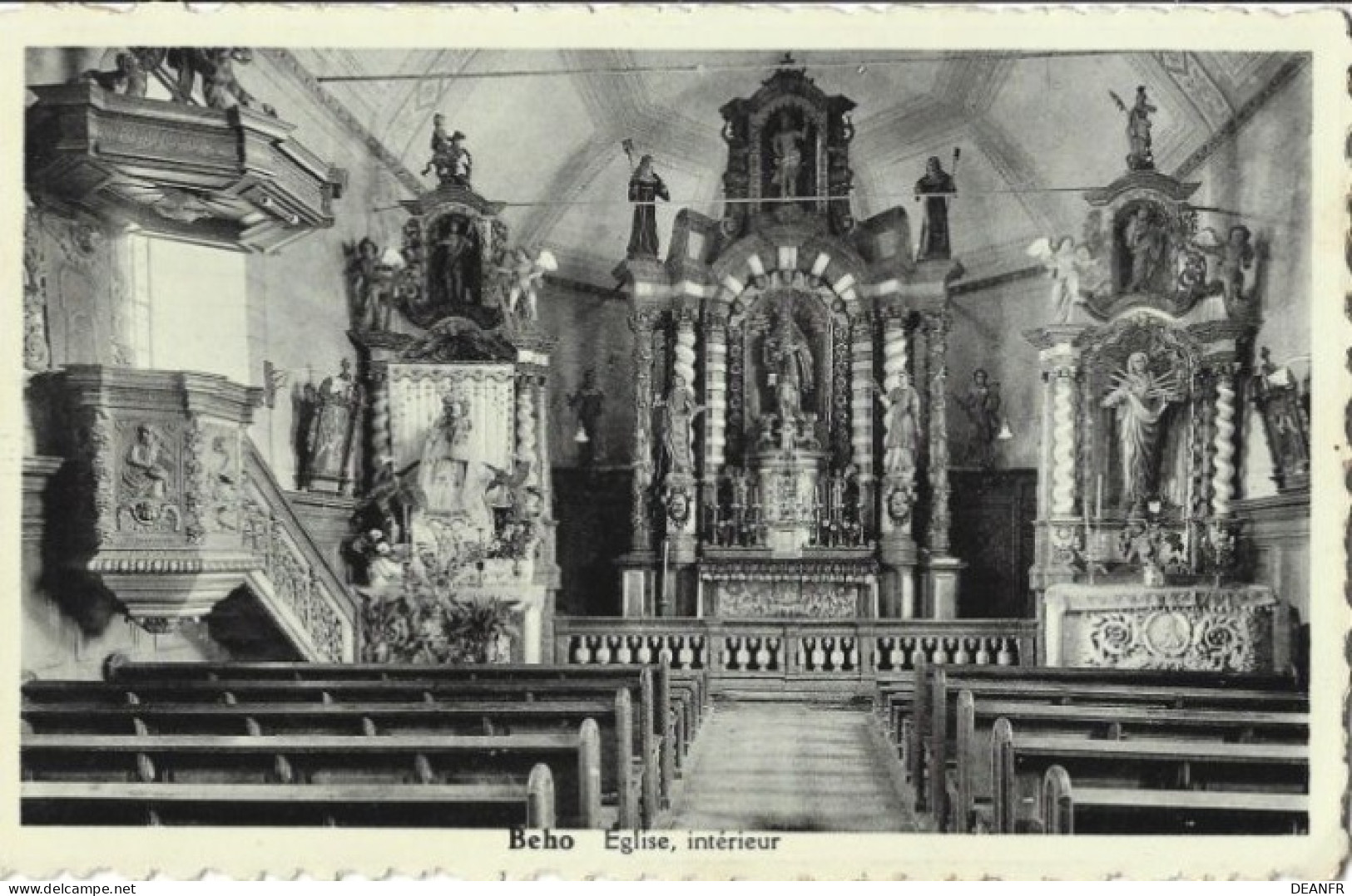 BEHO : Eglise, Intérieur. Carte Peu Courante. - Gouvy