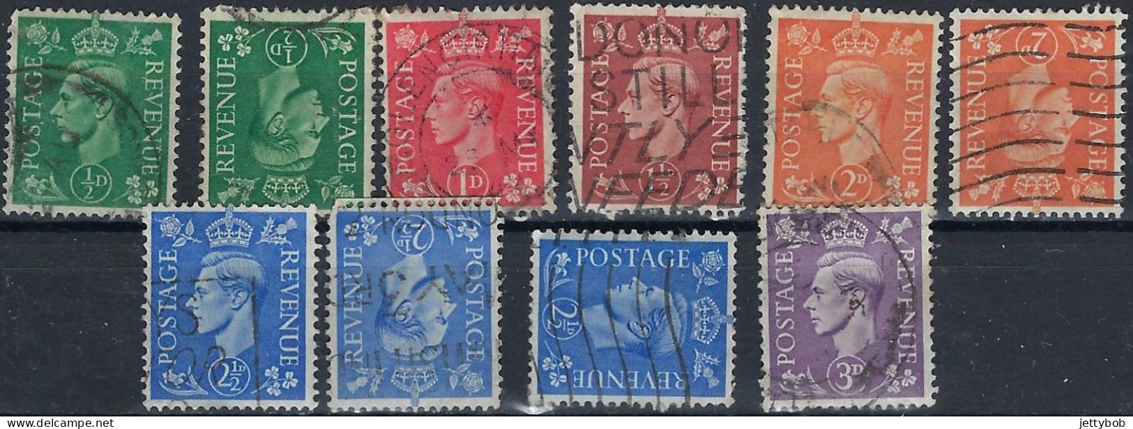 GB 1941 GVI Definitive Issue Light Colours Complete Set Of 5 Values + 3 Inverted & 1 Sideways Watermark Used - Gebraucht