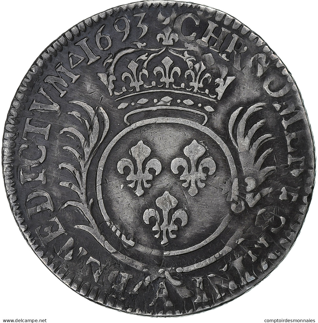 France, Louis XIV, 1/4 Ecu Aux Palmes, 1693, Paris, Réformé, Argent, TB+ - 1643-1715 Louis XIV The Great